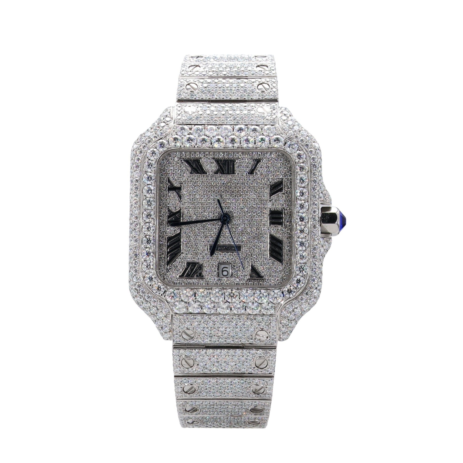 Rectangular Silver Full Diamond Studded Watch - Ulight Jewels