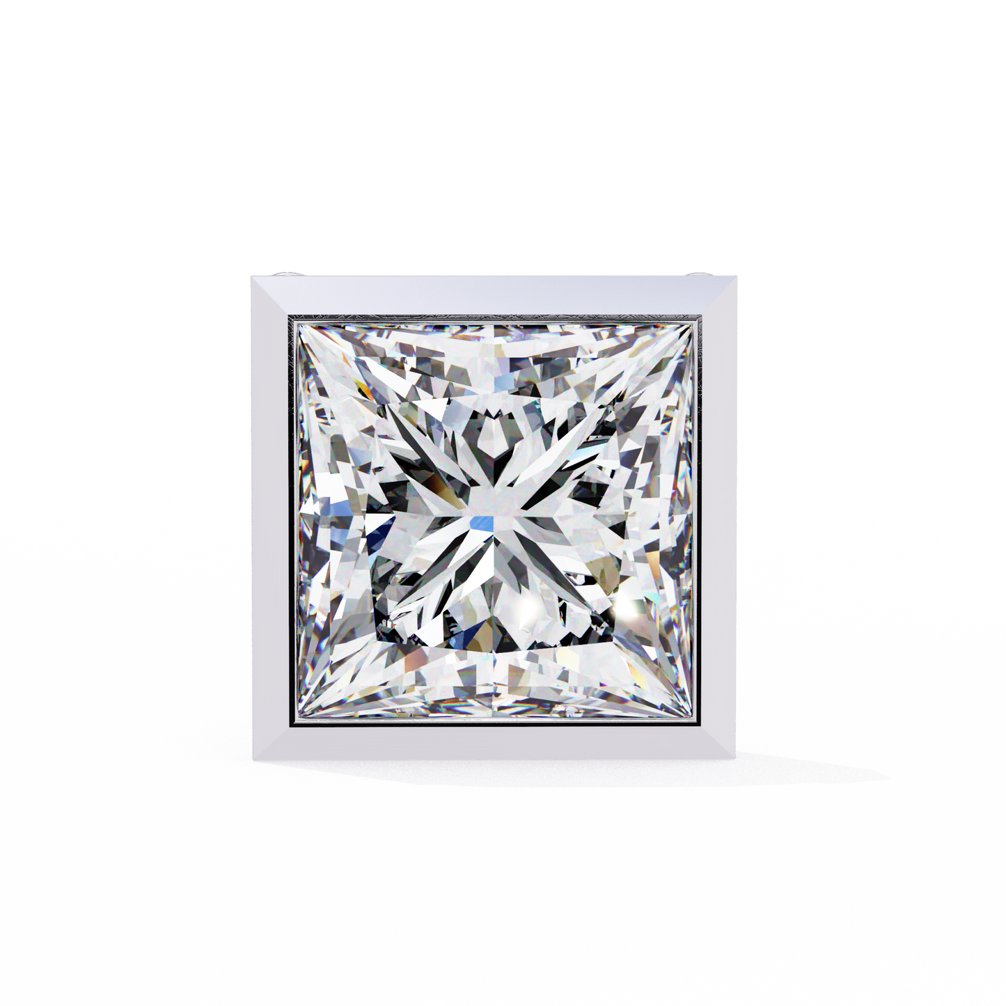 2.00 CT Princess Cut Bezel Set Diamond Stud Earring - Ulight Jewels