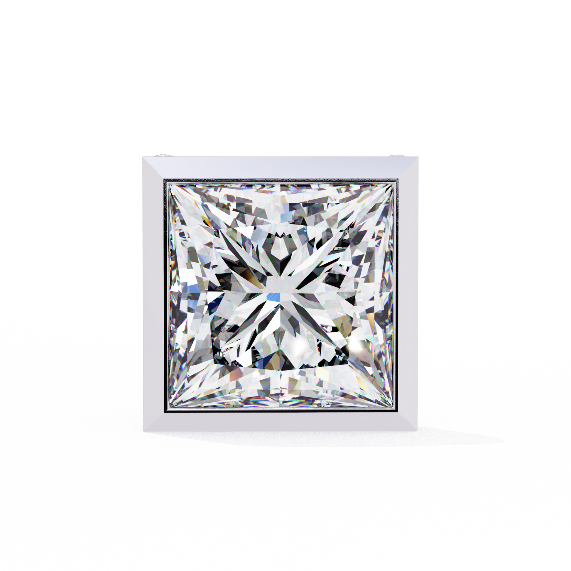 2.00 CT Princess Cut Bezel Set Diamond Stud Earring - Ulight Jewels