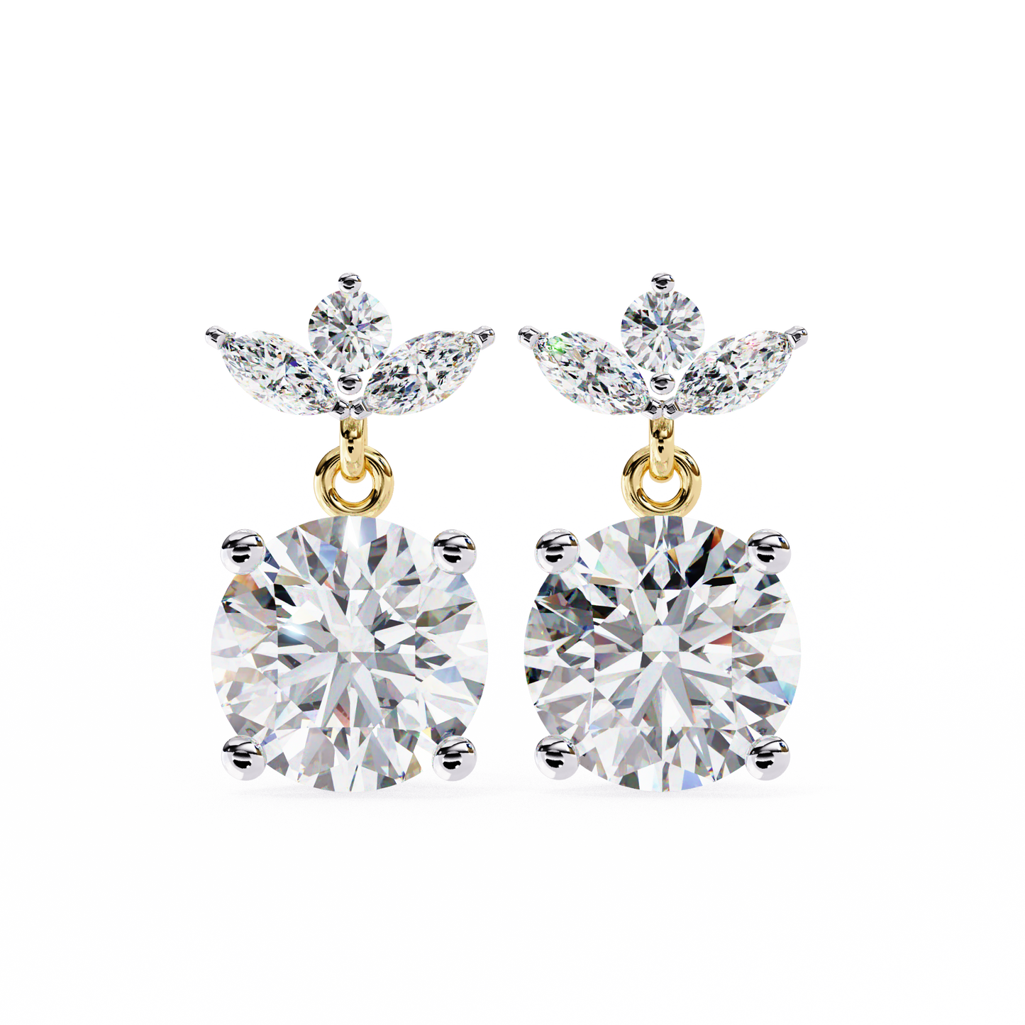 1.85 CT  Round Cut Diamond Drop Earrings