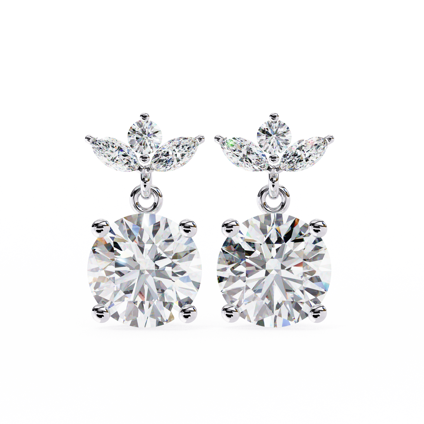 1.85 CT  Round Cut Diamond Drop Earring - Ulight Jewels