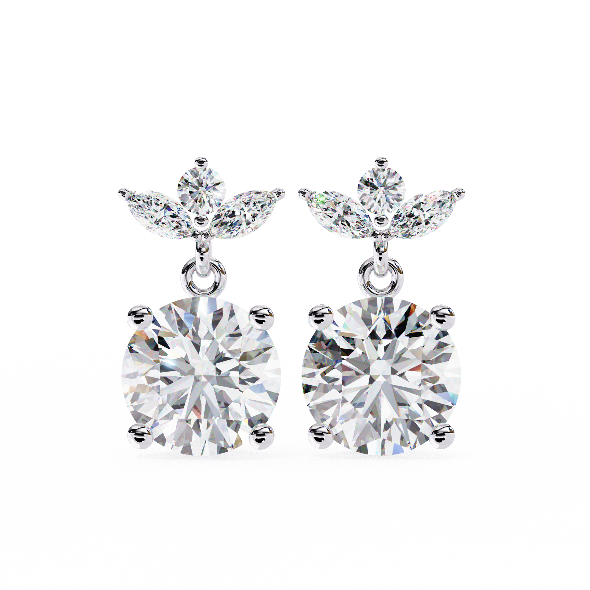 1.85 CT  Round Cut Diamond Drop Earring - Ulight Jewels