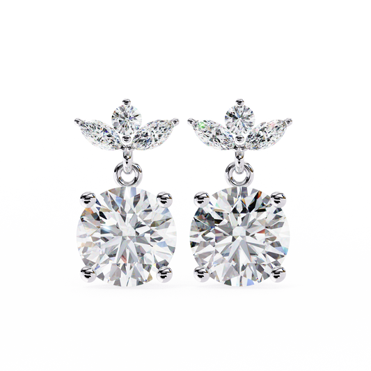 1.85 CT  Round Cut Diamond Drop Earring - Ulight Jewels