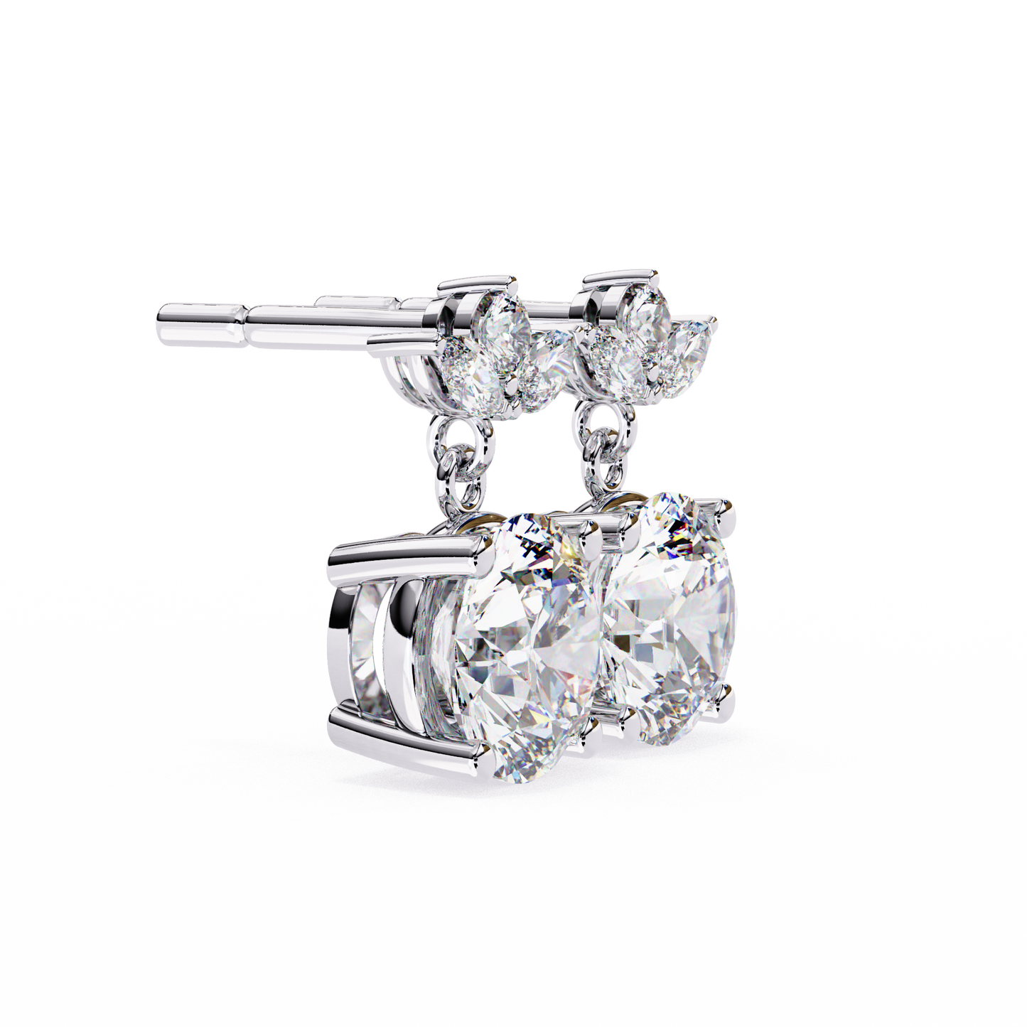 1.85 CT  Round Cut Diamond Drop Earrings