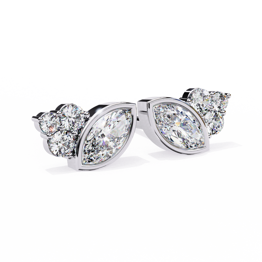 0.43 CT Marquise & Round Cut Diamond Earring - Ulight Jewels