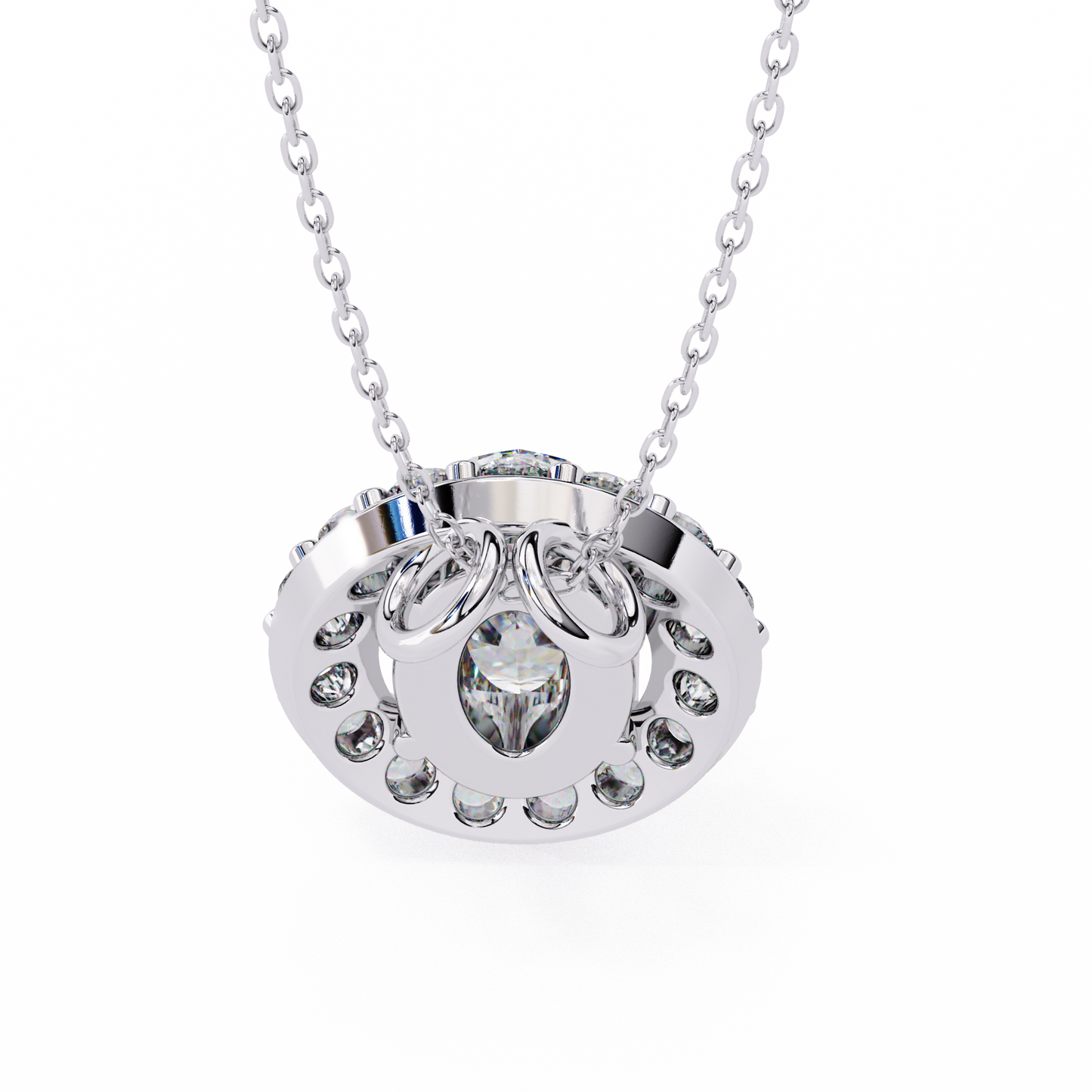 1.00 CT Oval & Round Cut Diamond Pendant