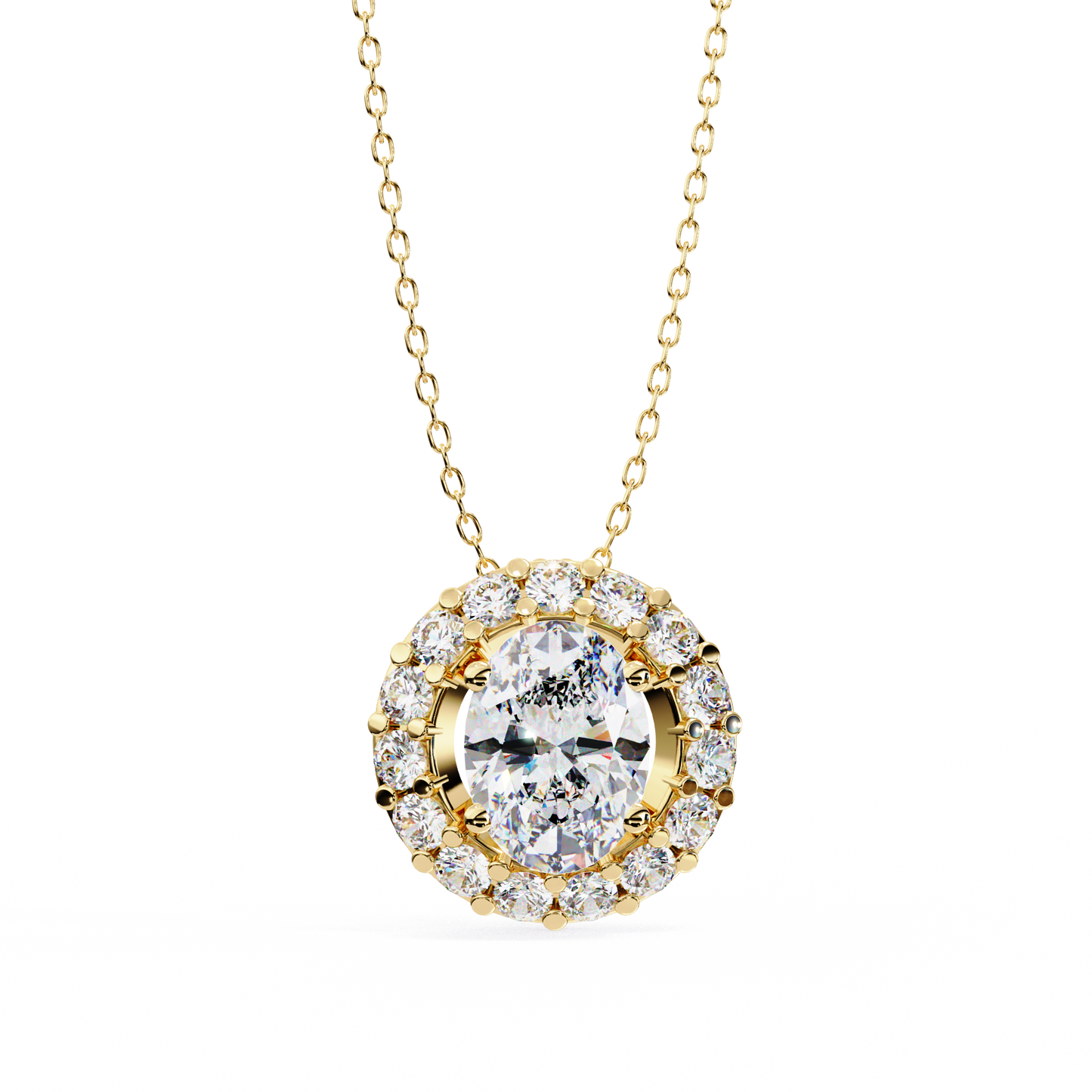 1.00 CT Oval & Round Cut Diamond Pendant