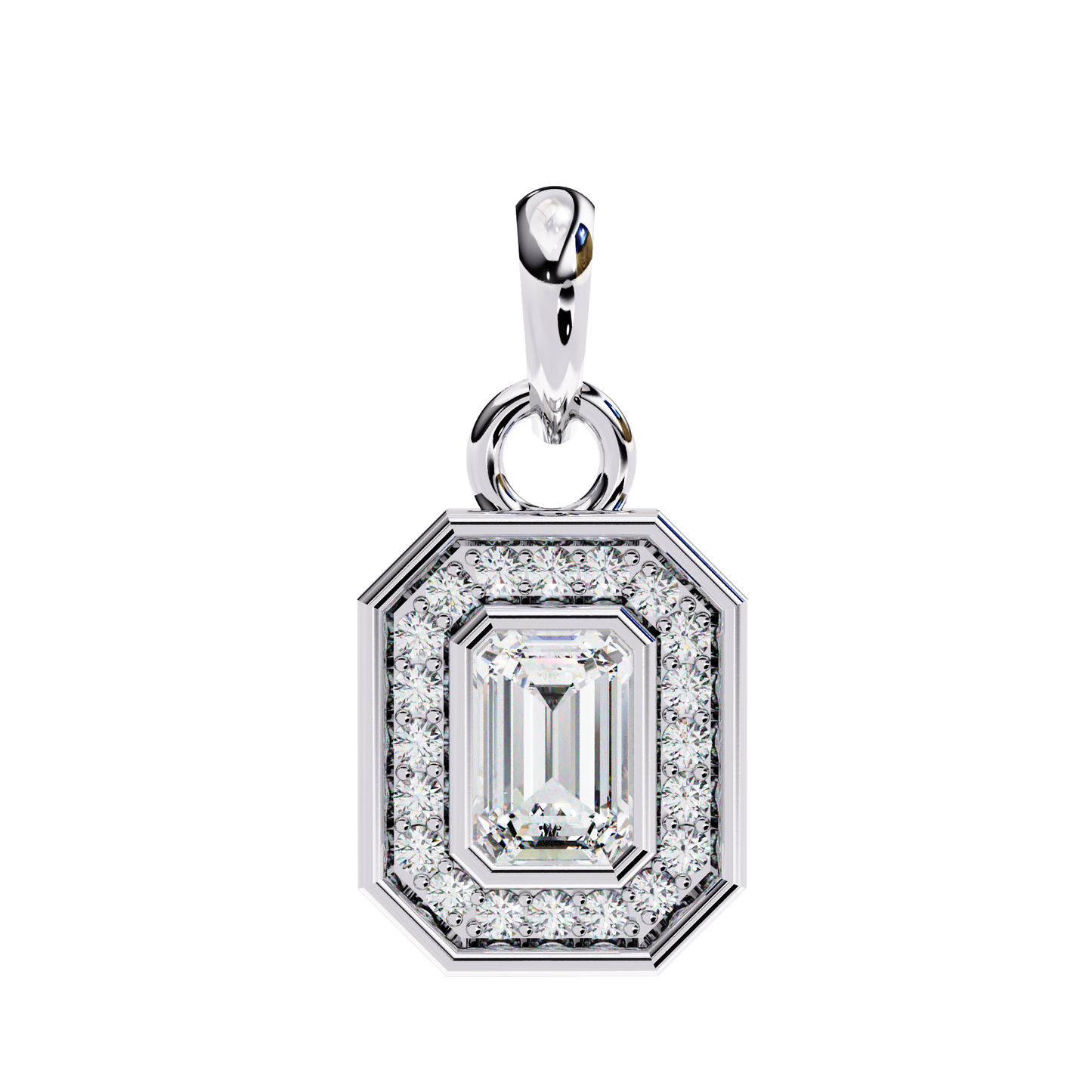 0.95 CT Emerald & Round Cut Diamond Pendant - Ulight Jewels