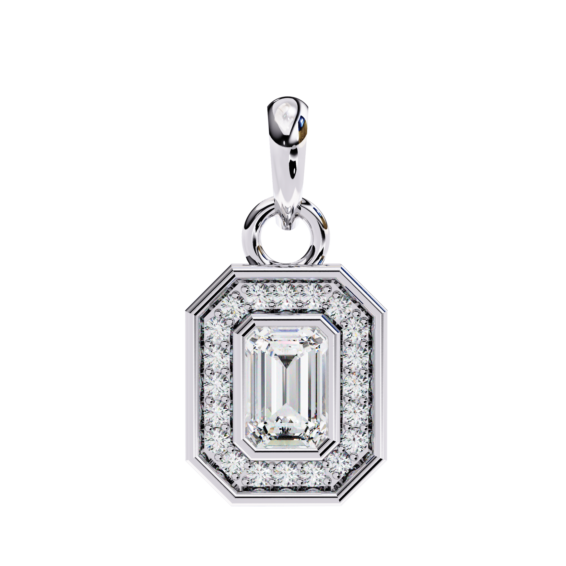 0.95 CT Emerald & Round Cut Diamond Pendant - Ulight Jewels