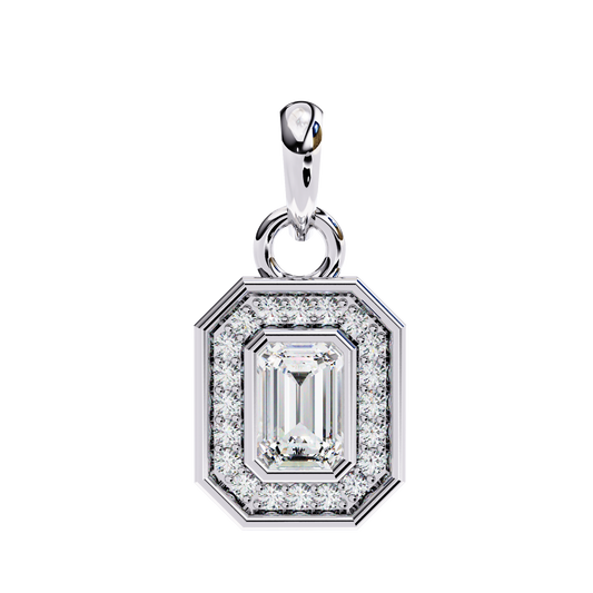 0.95 CT Emerald & Round Cut Diamond Pendant - Ulight Jewels