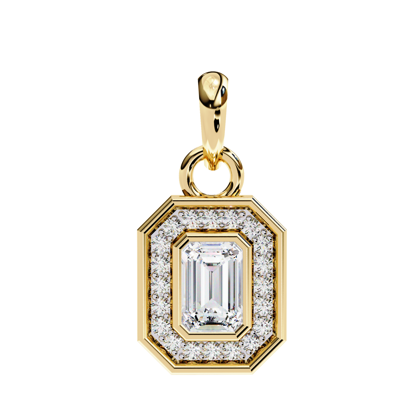 0.95 CT Emerald & Round Cut Diamond Pendant