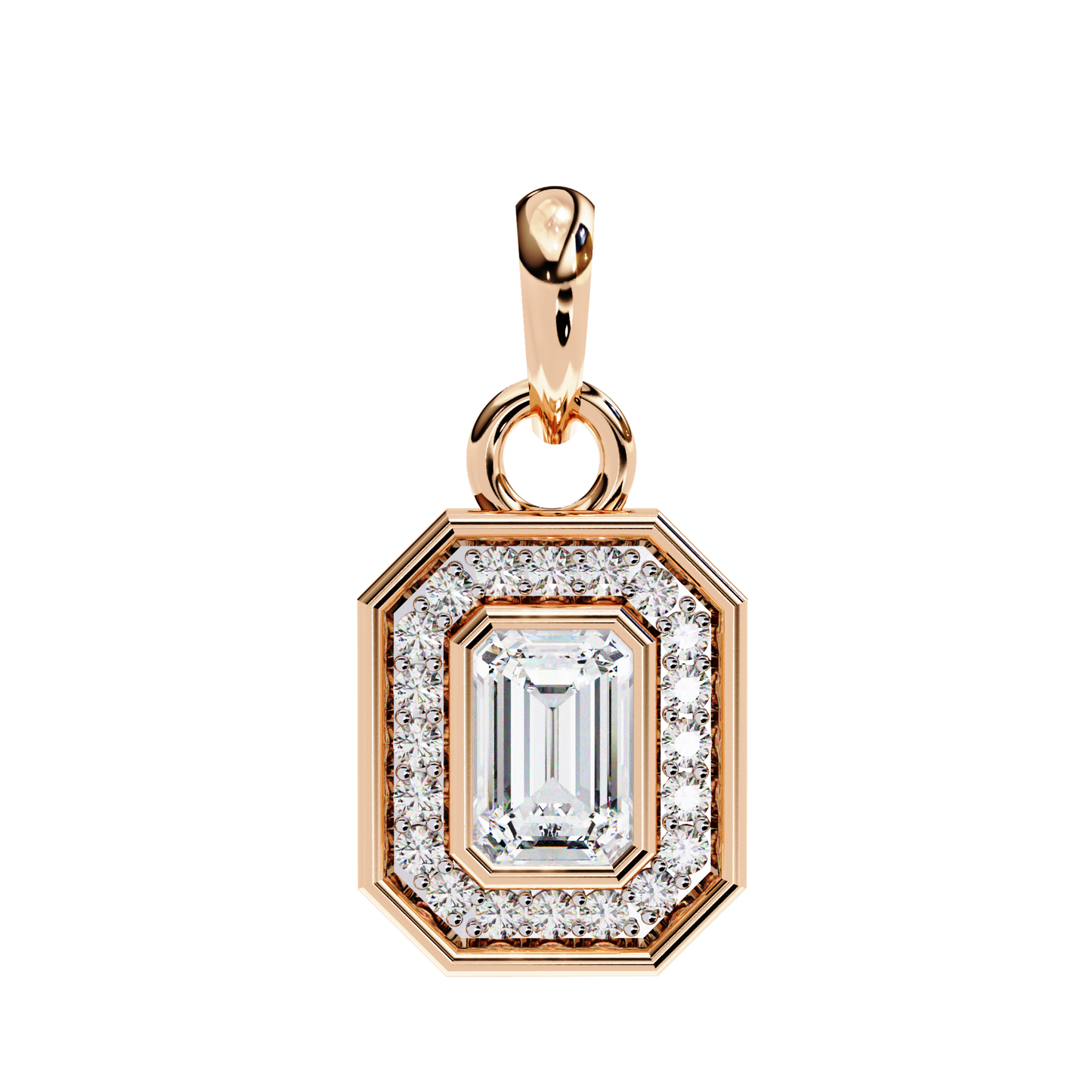 0.95 CT Emerald & Round Cut Diamond Pendant