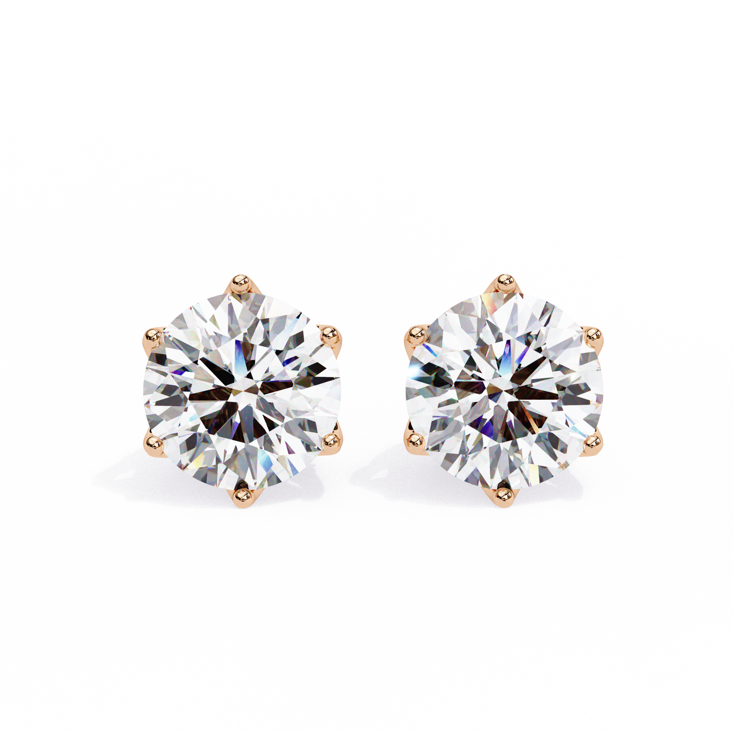 2.50 CT Round Cut Diamond 6 Prongs Stud Earrings