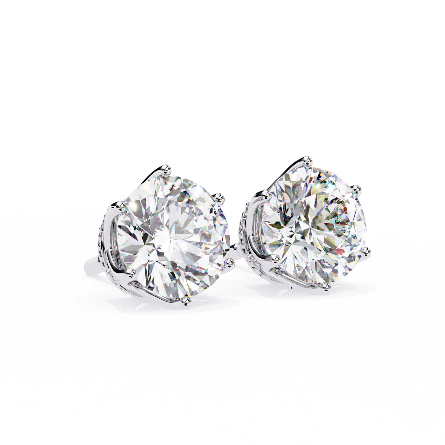 2.50 CT Round Cut Diamond 6 Prongs Stud Earrings