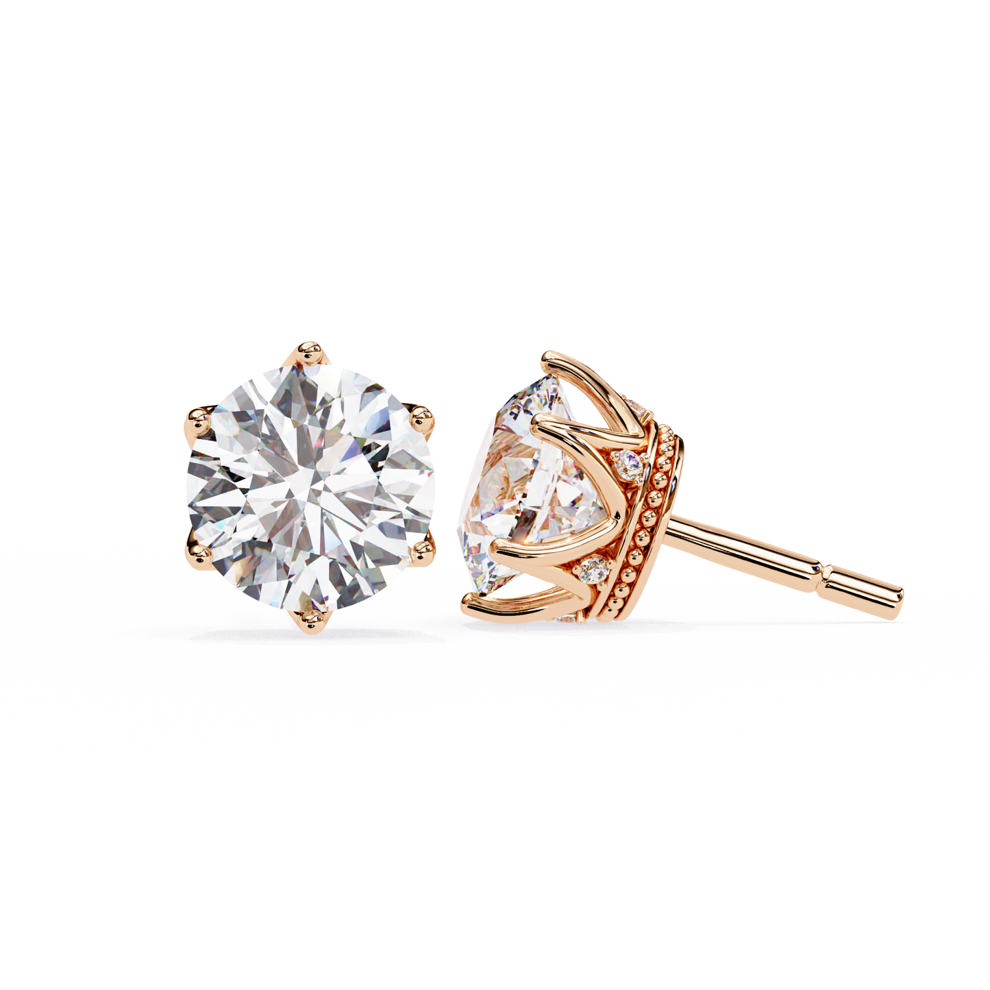 2.50 CT Round Cut Diamond 6 Prongs Stud Earrings