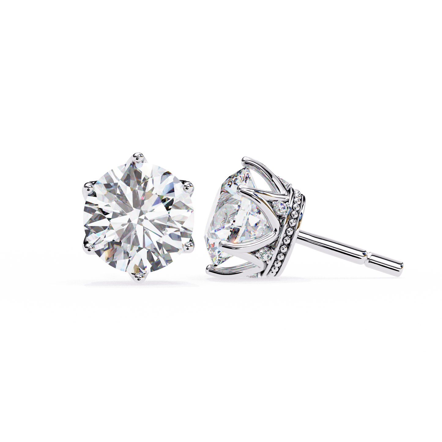 2.50 CT Round Cut Diamond 6 Prongs Stud Earring - Ulight Jewels