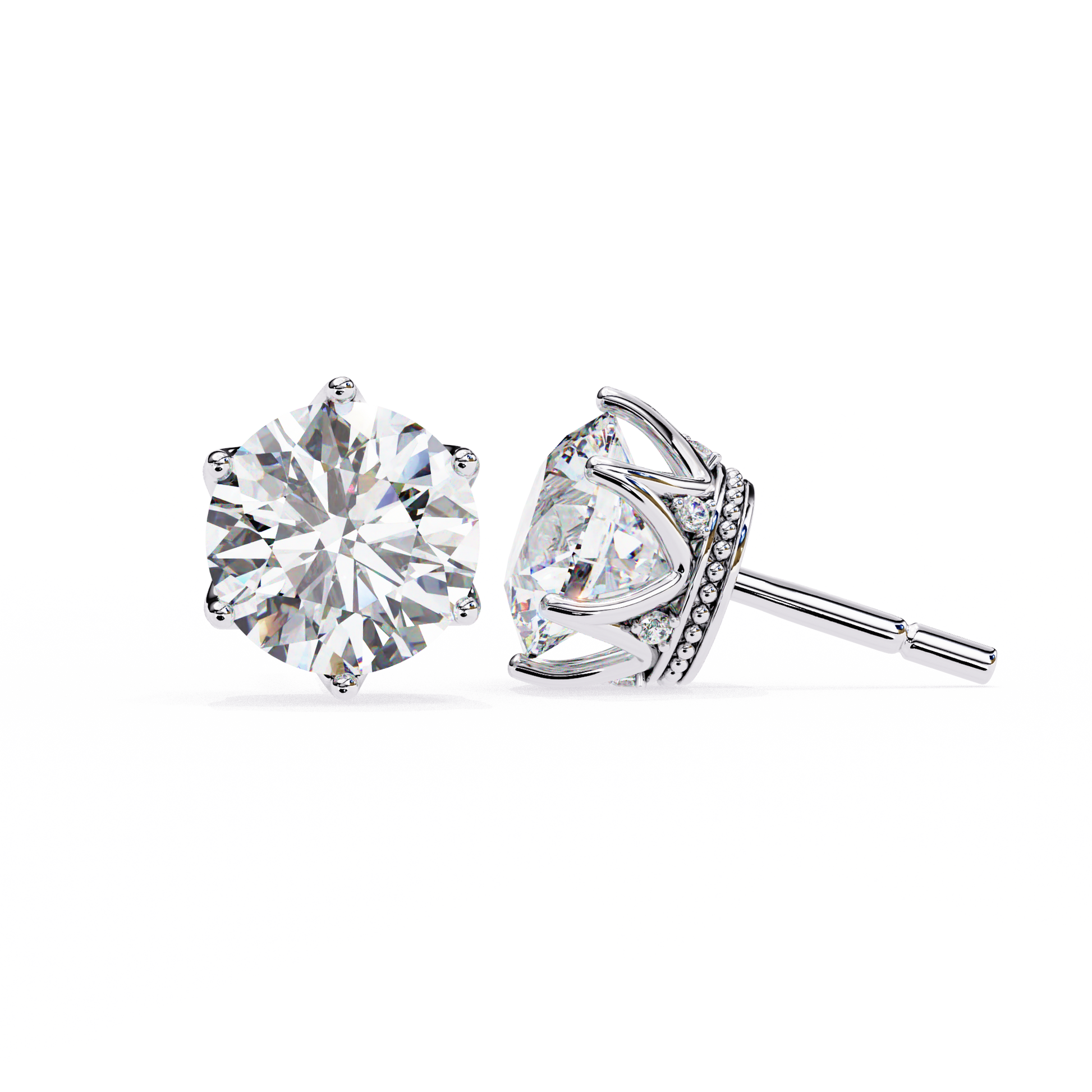 2.50 CT Round Cut Diamond 6 Prongs Stud Earring - Ulight Jewels