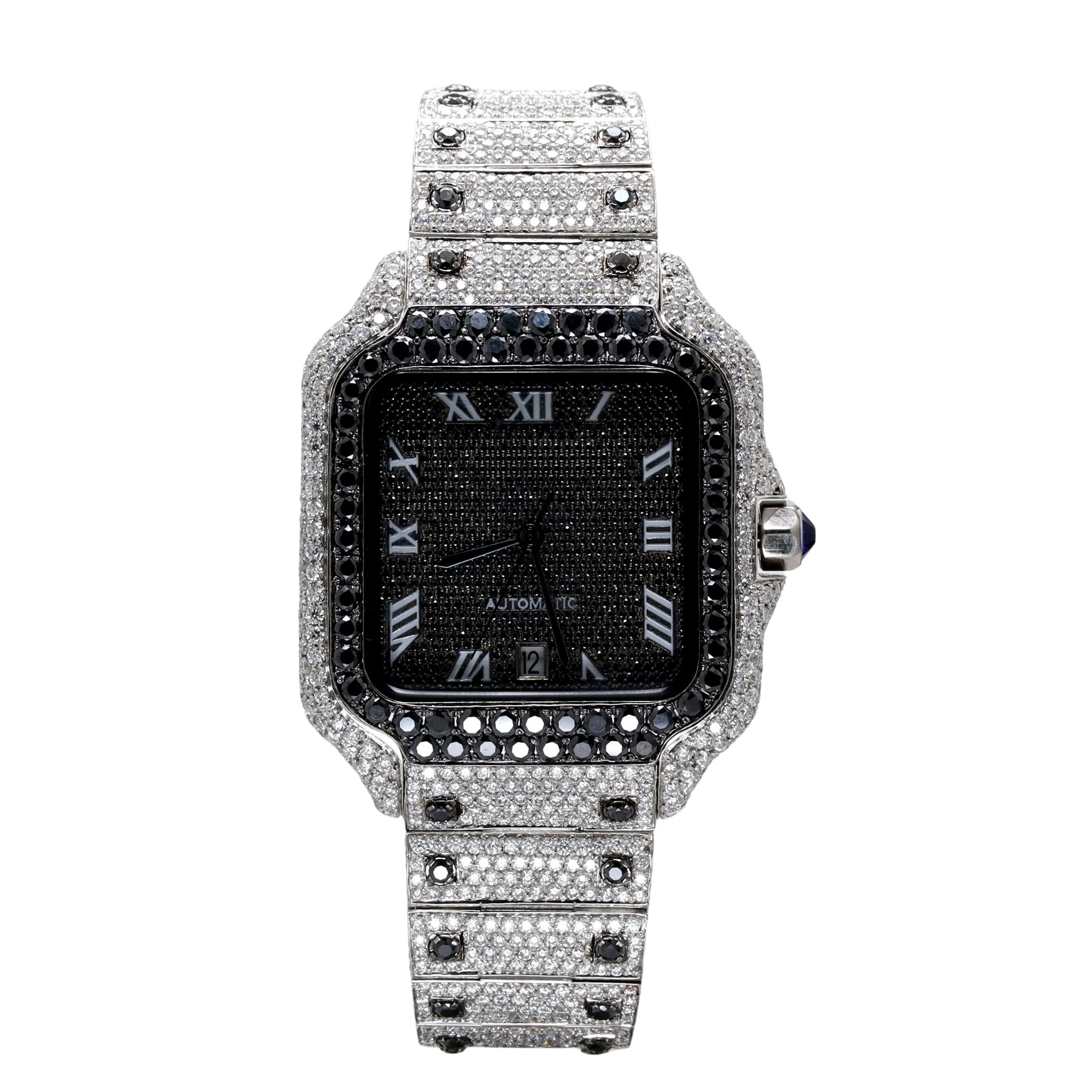 Black Dial Luxurious Black & White Diamond Watch - Ulight Jewels