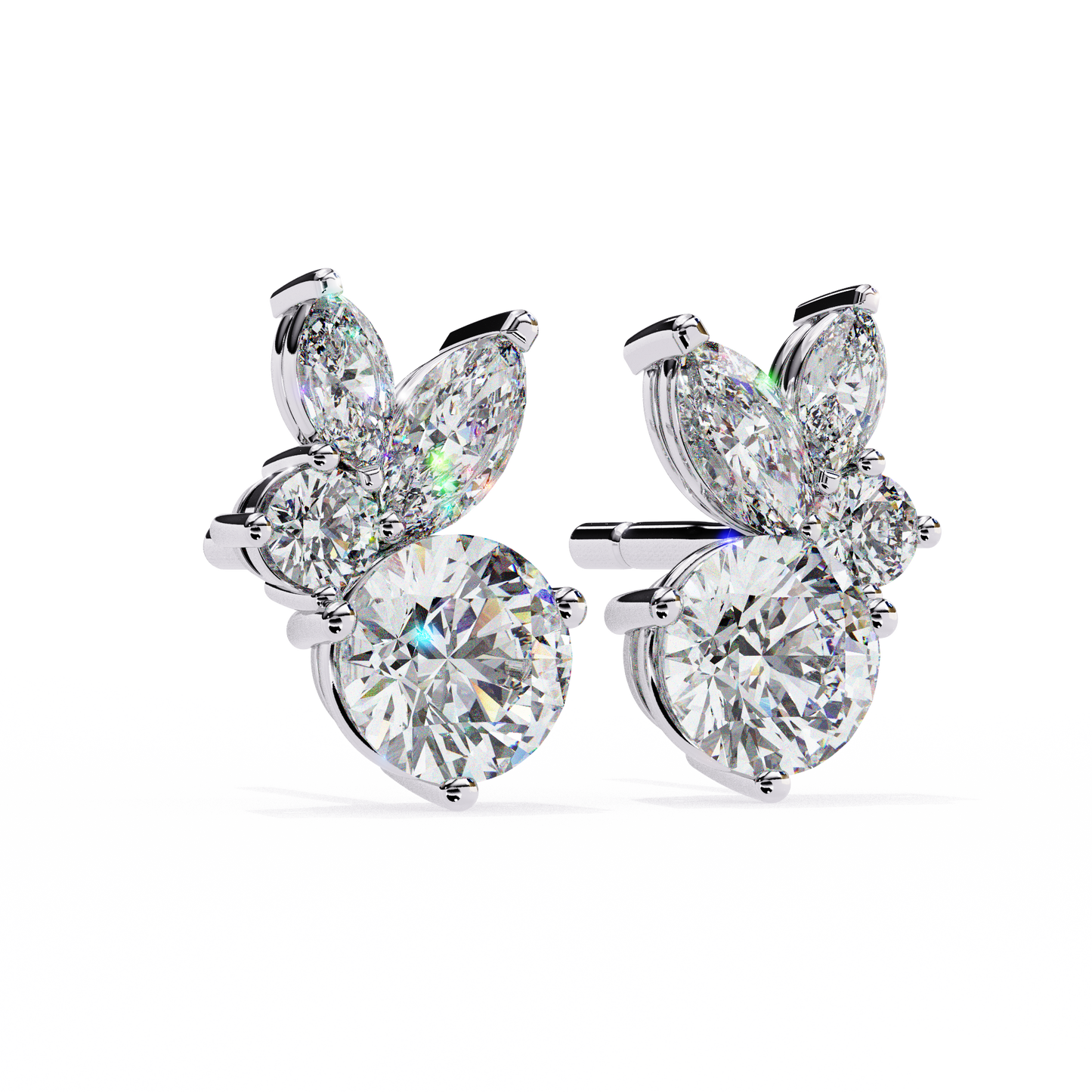 1.50 CT Round & Marquise Cut Diamond Earrings