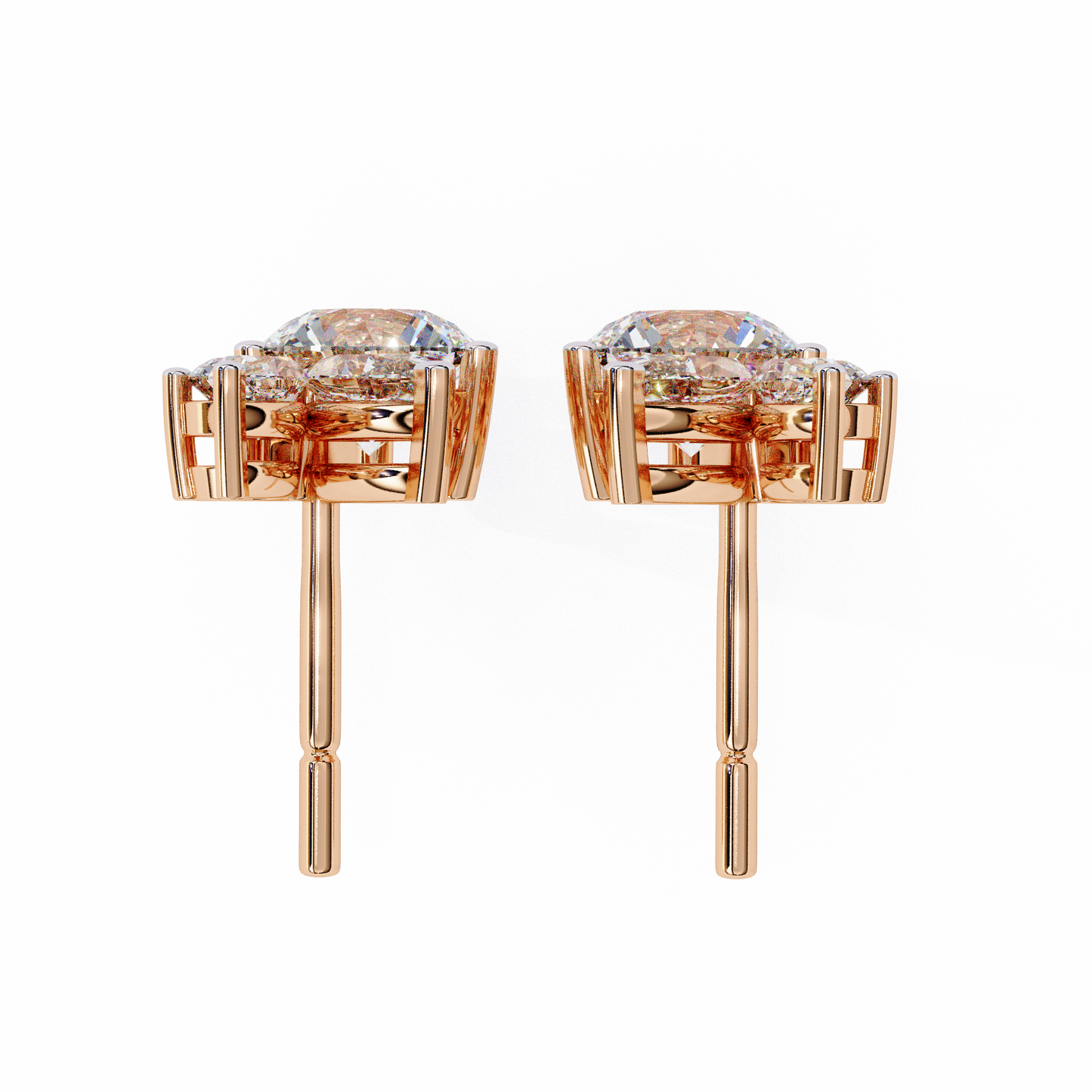 1.50 CT Round & Marquise Cut Diamond Earrings