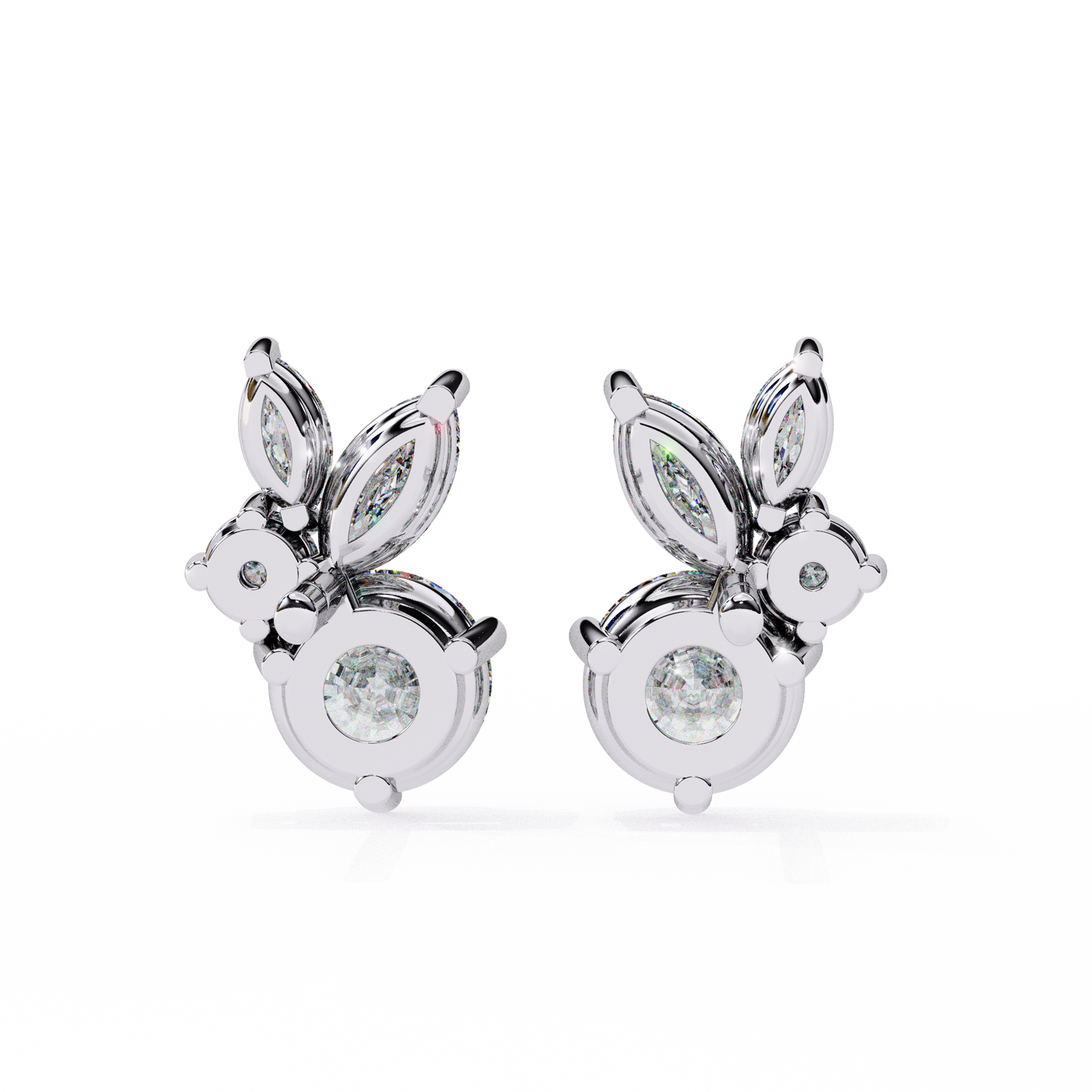 1.50 CT Round & Marquise Cut Diamond Earrings