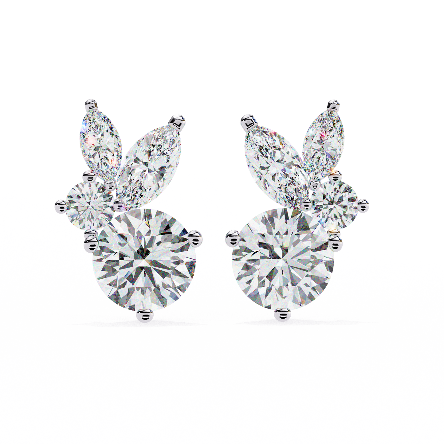 1.50 CT Round & Marquise Cut Diamond Earrings