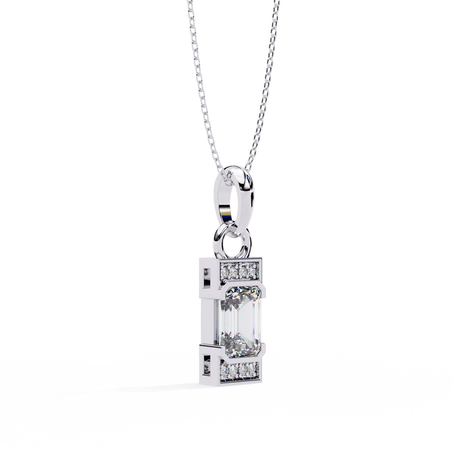 1.00  CT Emerald Cut Diamond Pendant