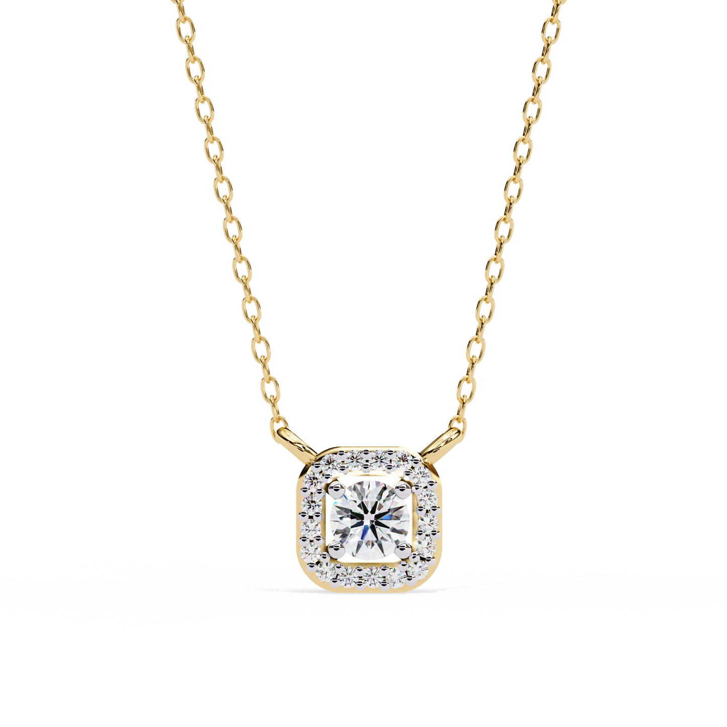 0.33 CT Round Cut Diamond Square Pendant