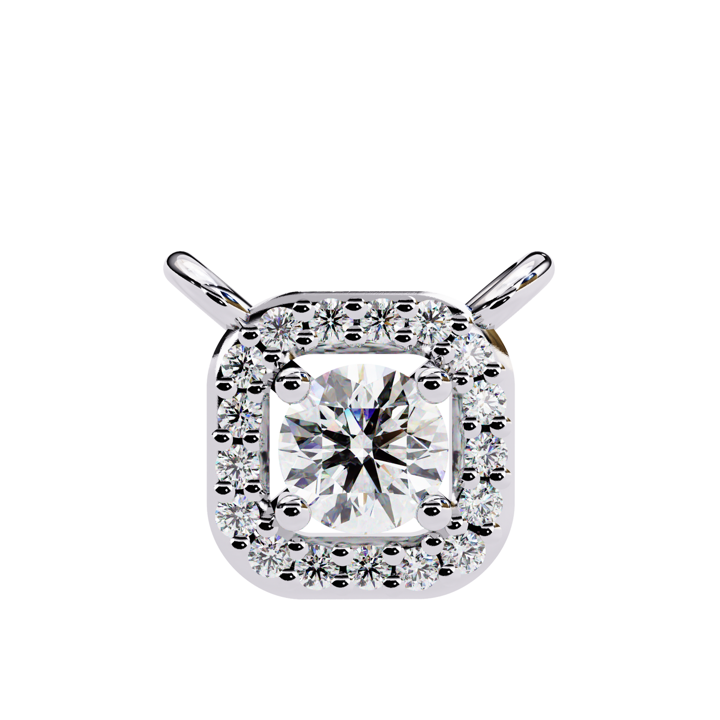 0.33 CT Round Cut Diamond Square Pendant - Ulight Jewels