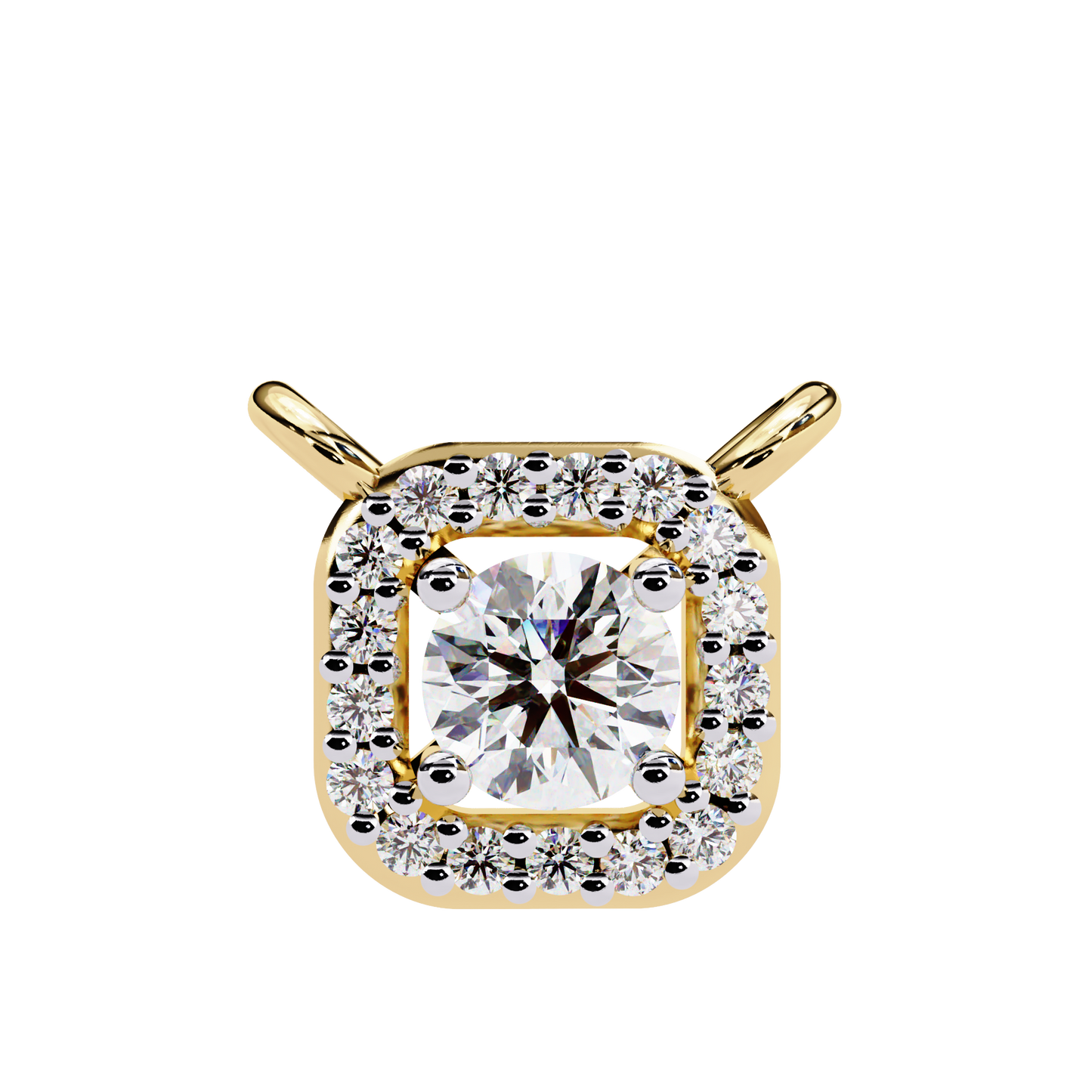 0.33 CT Round Cut Diamond Square Pendant