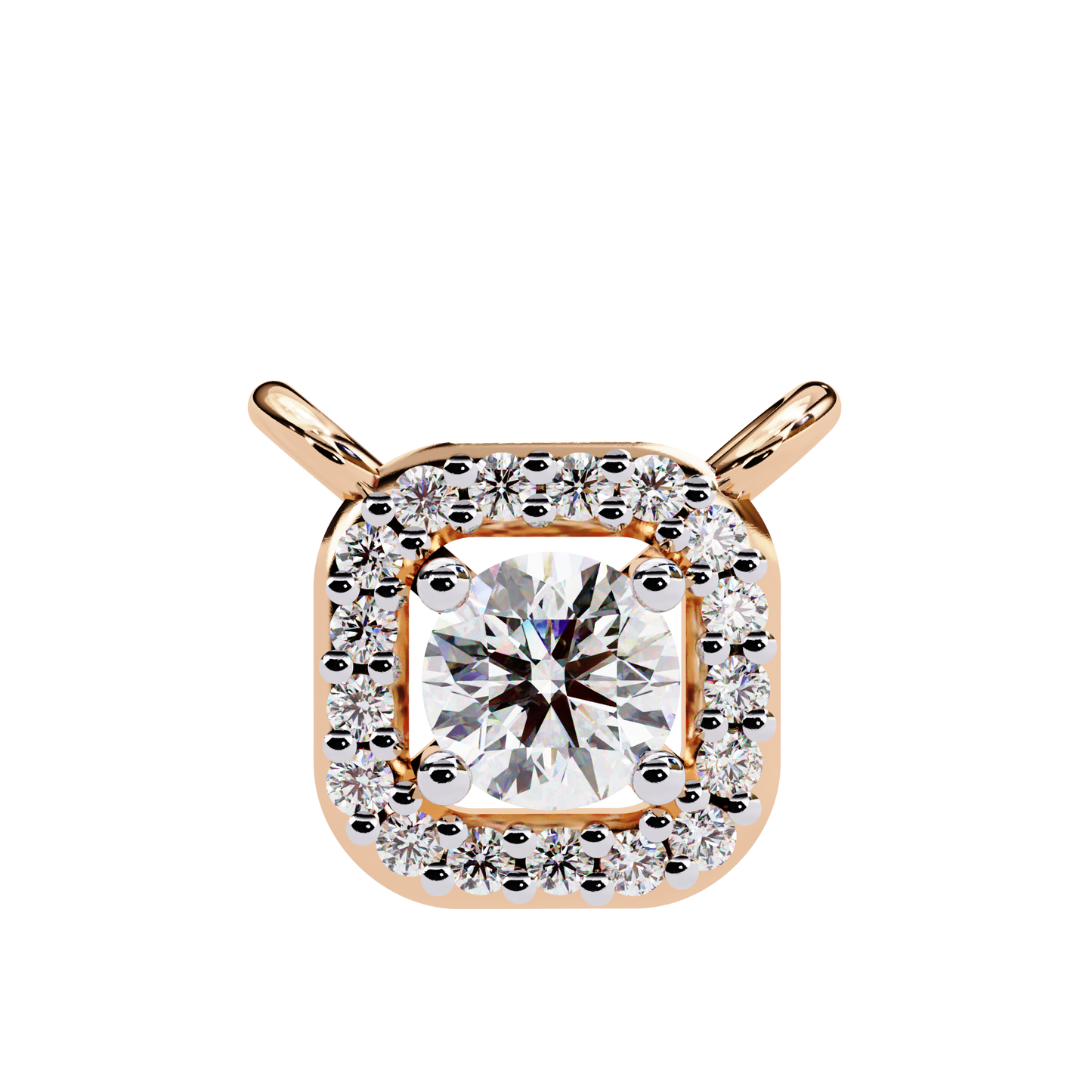 0.33 CT Round Cut Diamond Square Pendant