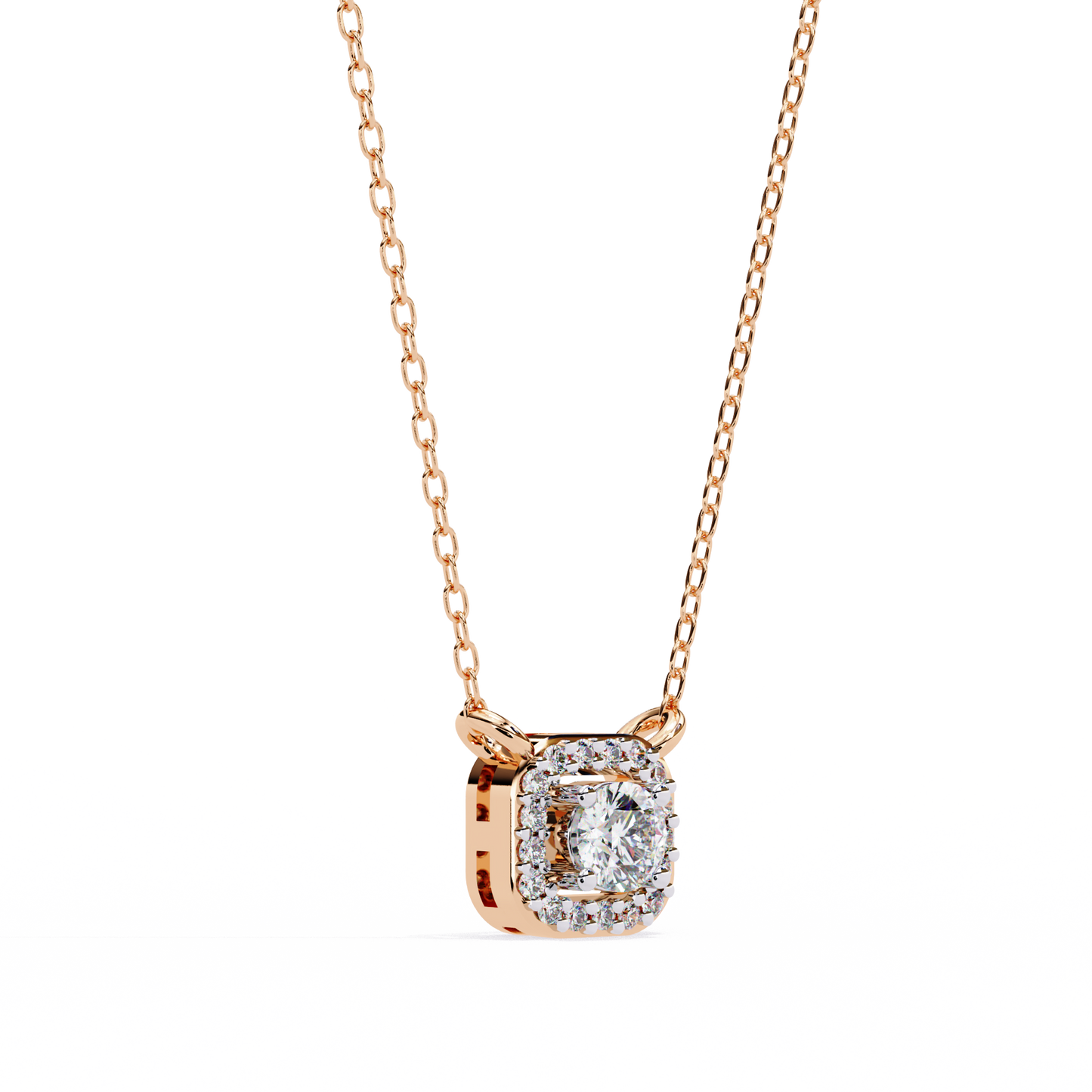 0.33 CT Round Cut Diamond Square Pendant