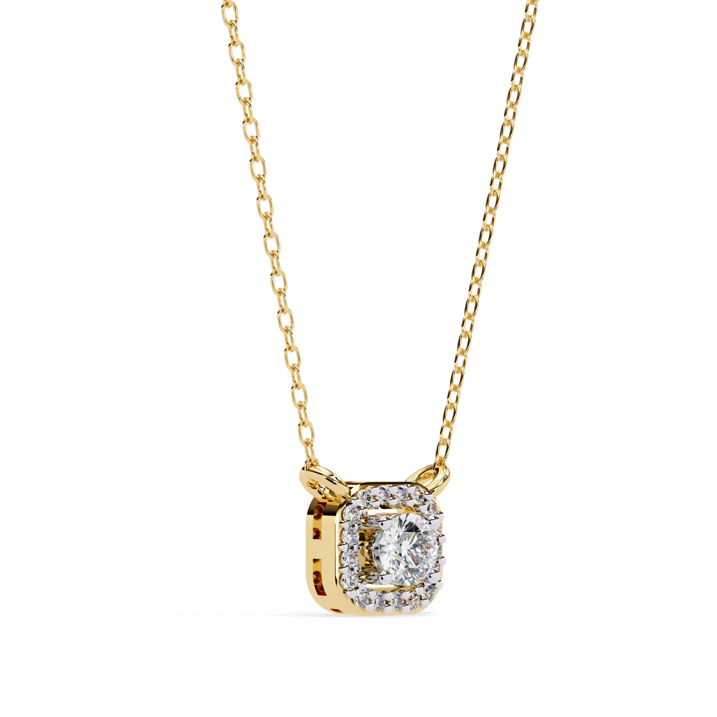 0.33 CT Round Cut Diamond Square Pendant