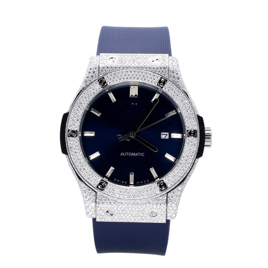 Blue Radiance Automatic Diamond Studded Watch - Ulight Jewels