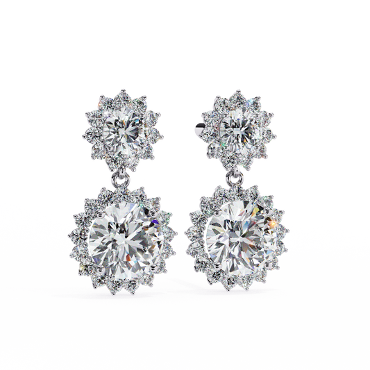 1.50 CT Round Cut Diamond Drop Earrings - Ulight Jewels