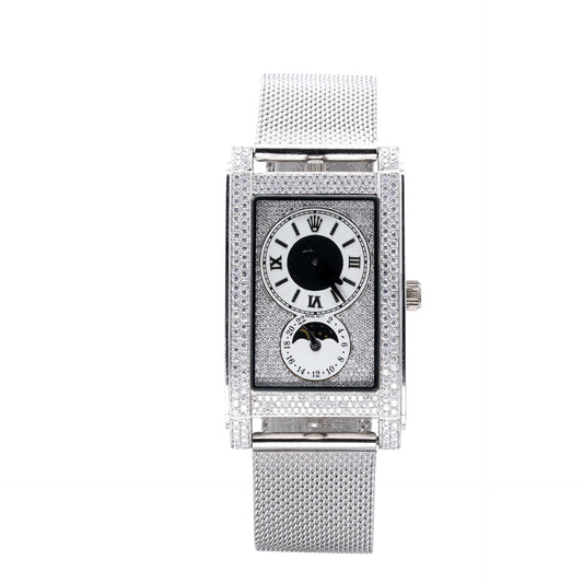 Rectangle Dial Mesh Belt Brilliant Diamond Studded Watch - Ulight Jewels