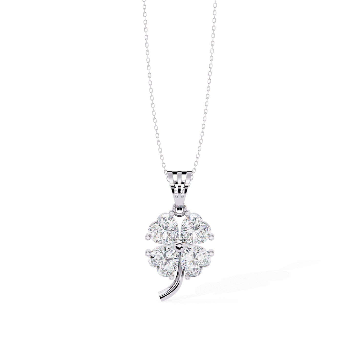 0.70  CT Heart Cut Diamond Flower Pendant