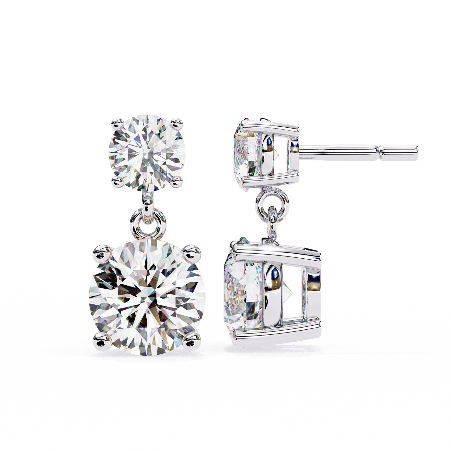 3.50 CT  Round  Cut Diamond Solitaire Earrings