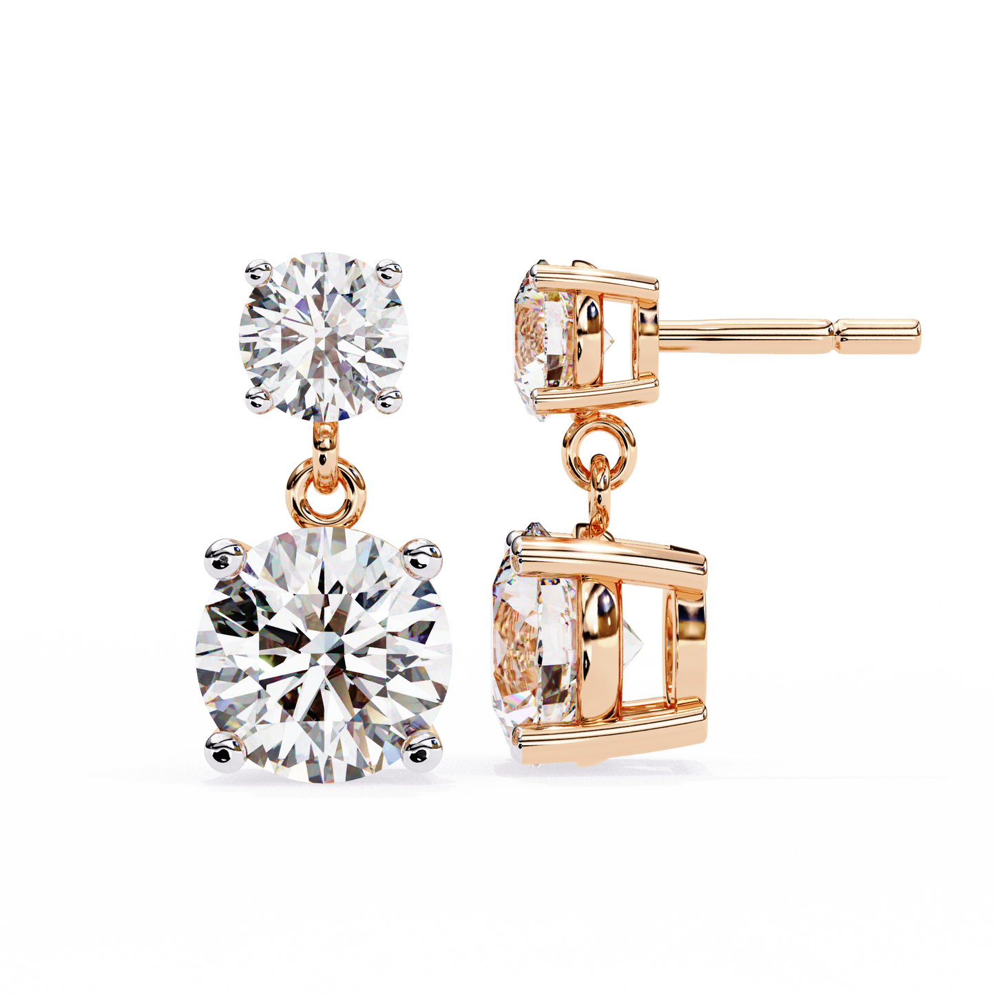 3.50 CT  Round  Cut Diamond Solitaire Earrings