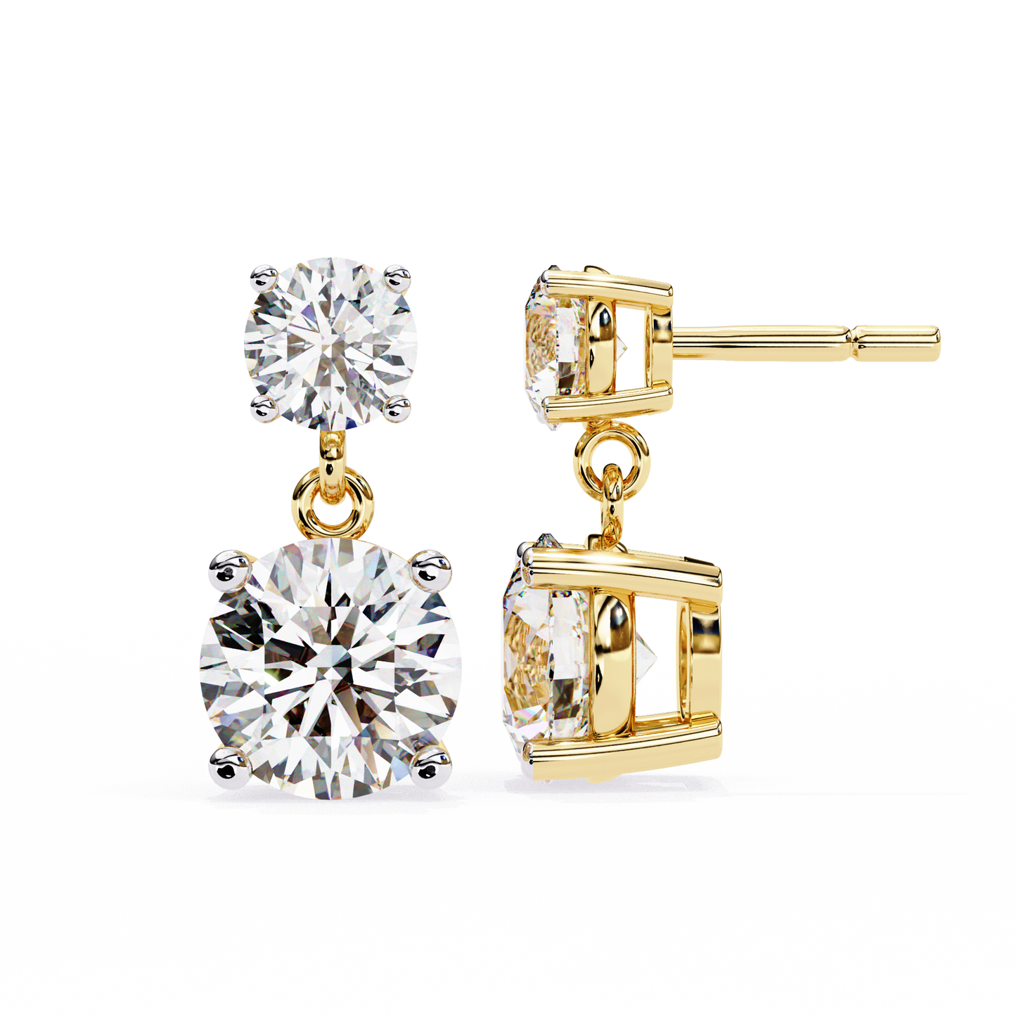 3.50 CT  Round  Cut Diamond Solitaire Earrings