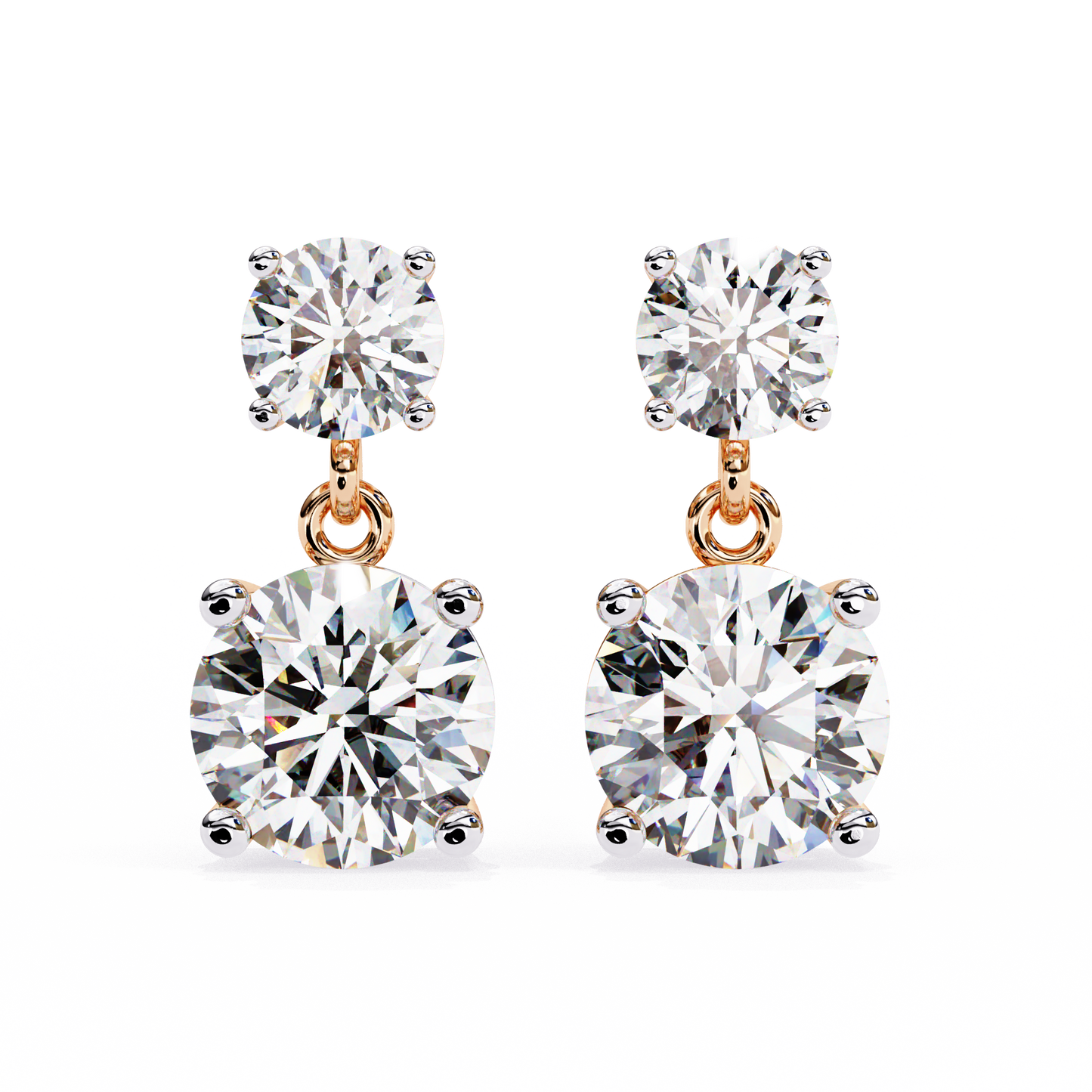 3.50 CT  Round  Cut Diamond Solitaire Earrings