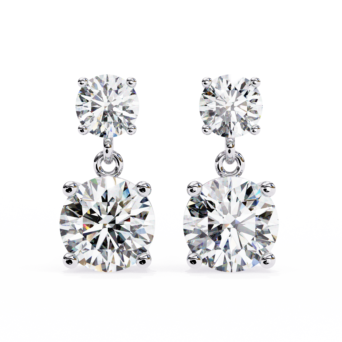 3.50 CT  Round  Cut Diamond Solitaire Earrings