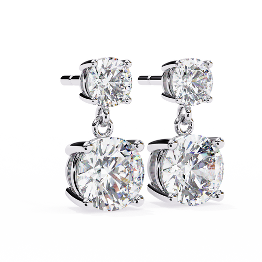 3.50 CT  Round  Cut Diamond Solitaire Earrings