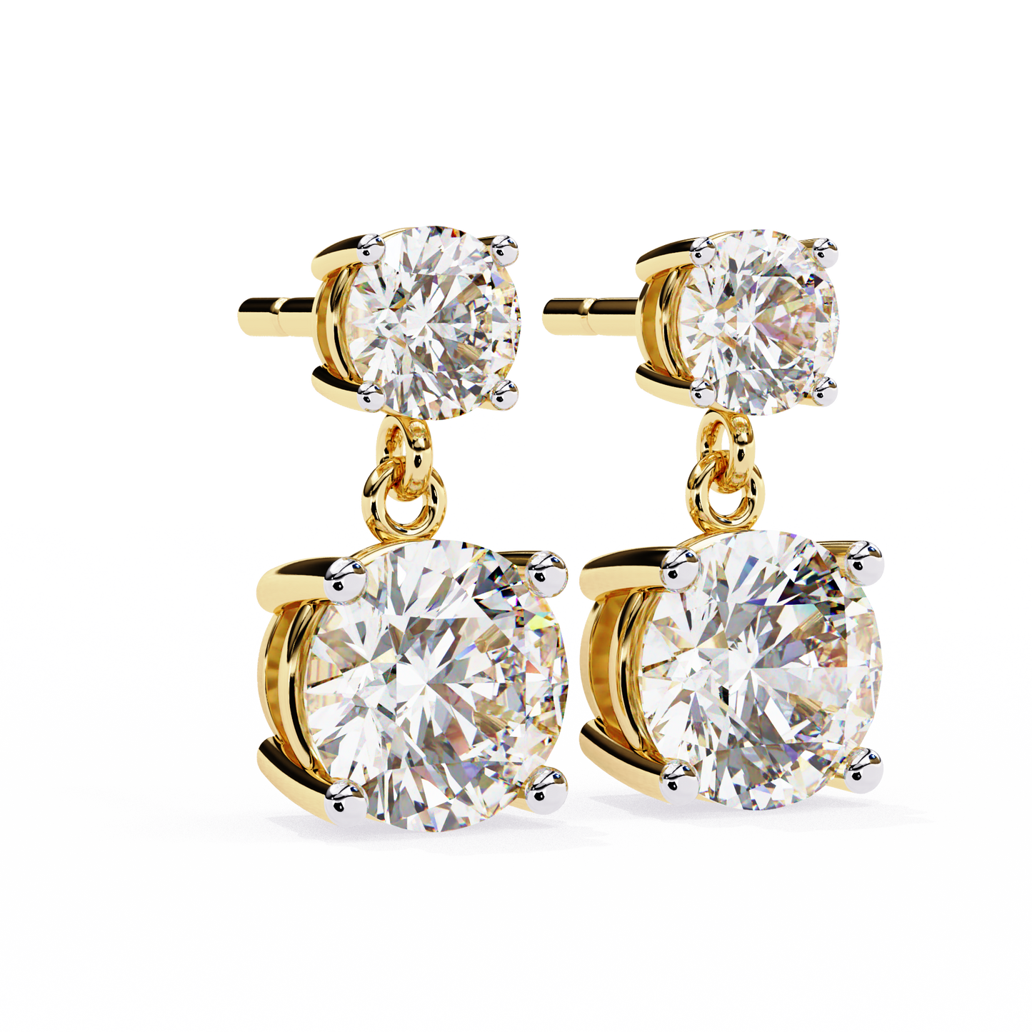 3.50 CT  Round  Cut Diamond Solitaire Earrings