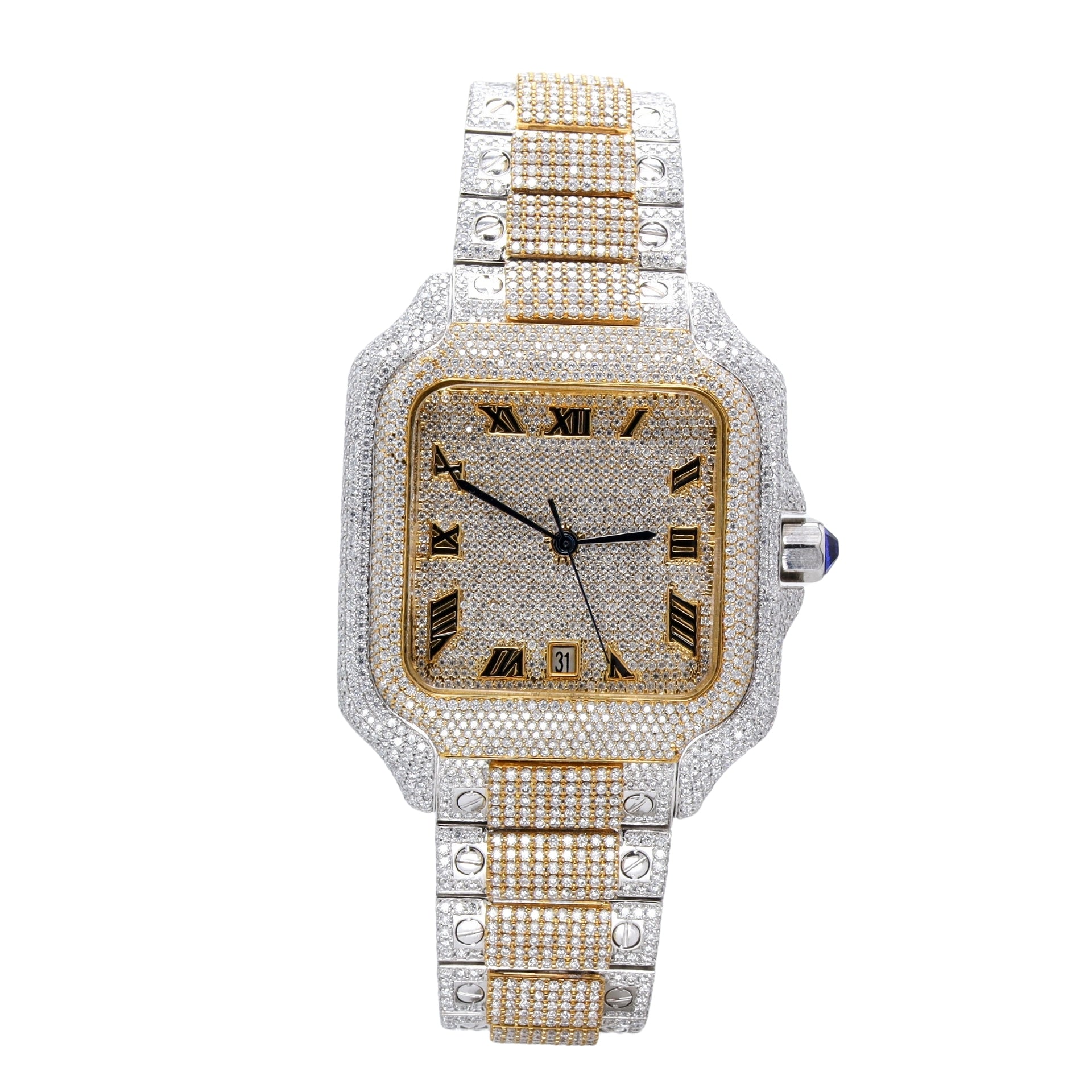 Royal Two Tone Yellow Plated Diamond Studded Watch - Ulight Jewels