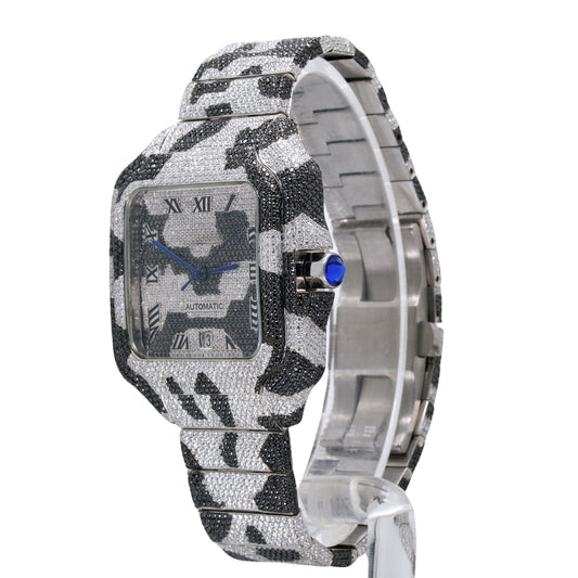 Two Tone Zebra Print Full Iced Out Moissanite Diamond Watch - Ulight Jewels