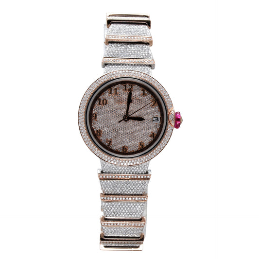 Round Dial Women's Full Diamond Studded Luxury Watch - Ulight Jewels