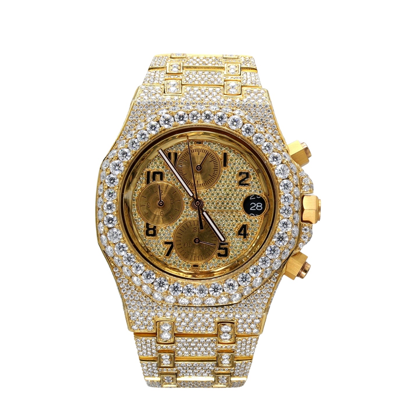 Classic Yellow Gold Plated Diamond Watche-Men - Ulight Jewels