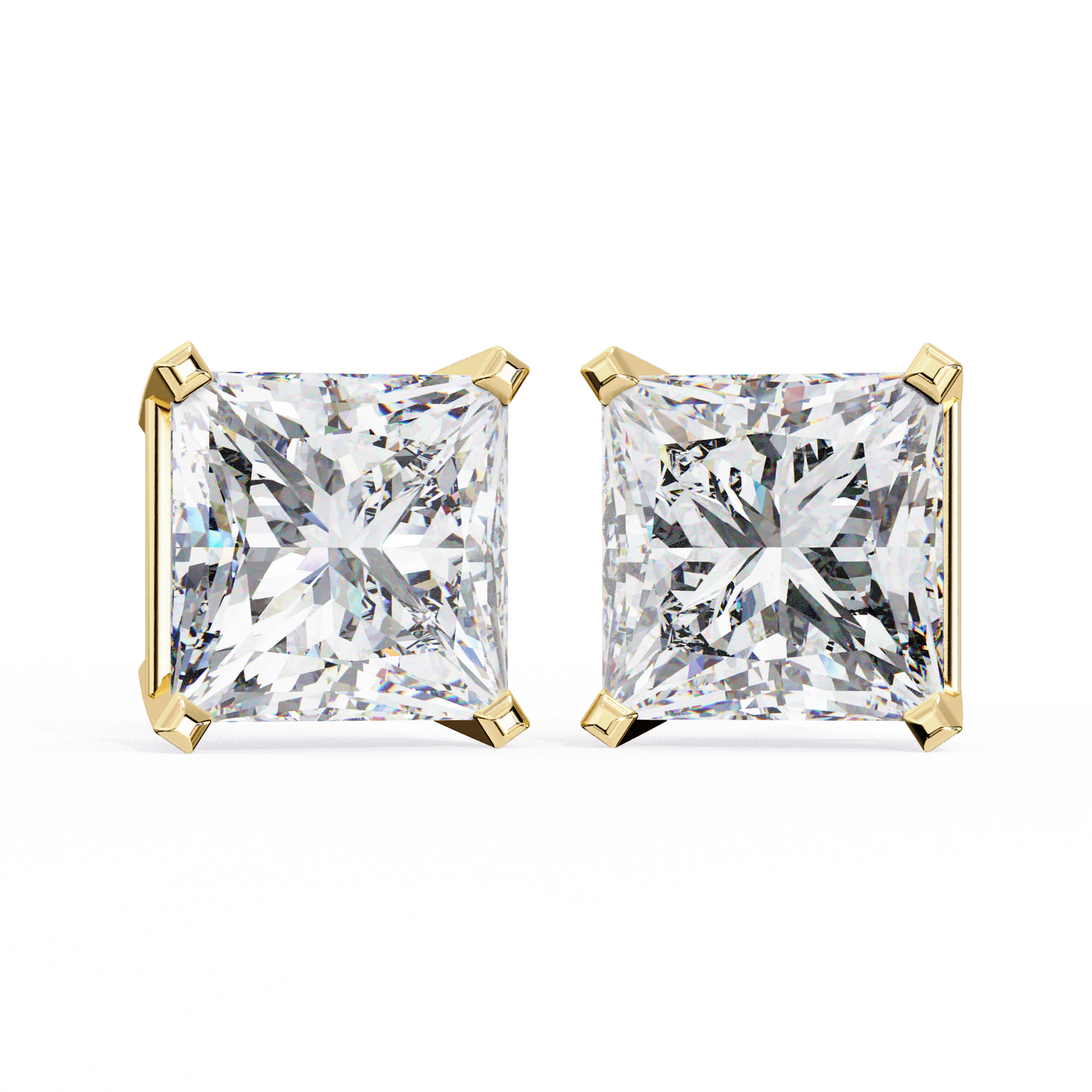 3.00 CT Princess Cut Diamond Stud Earrings