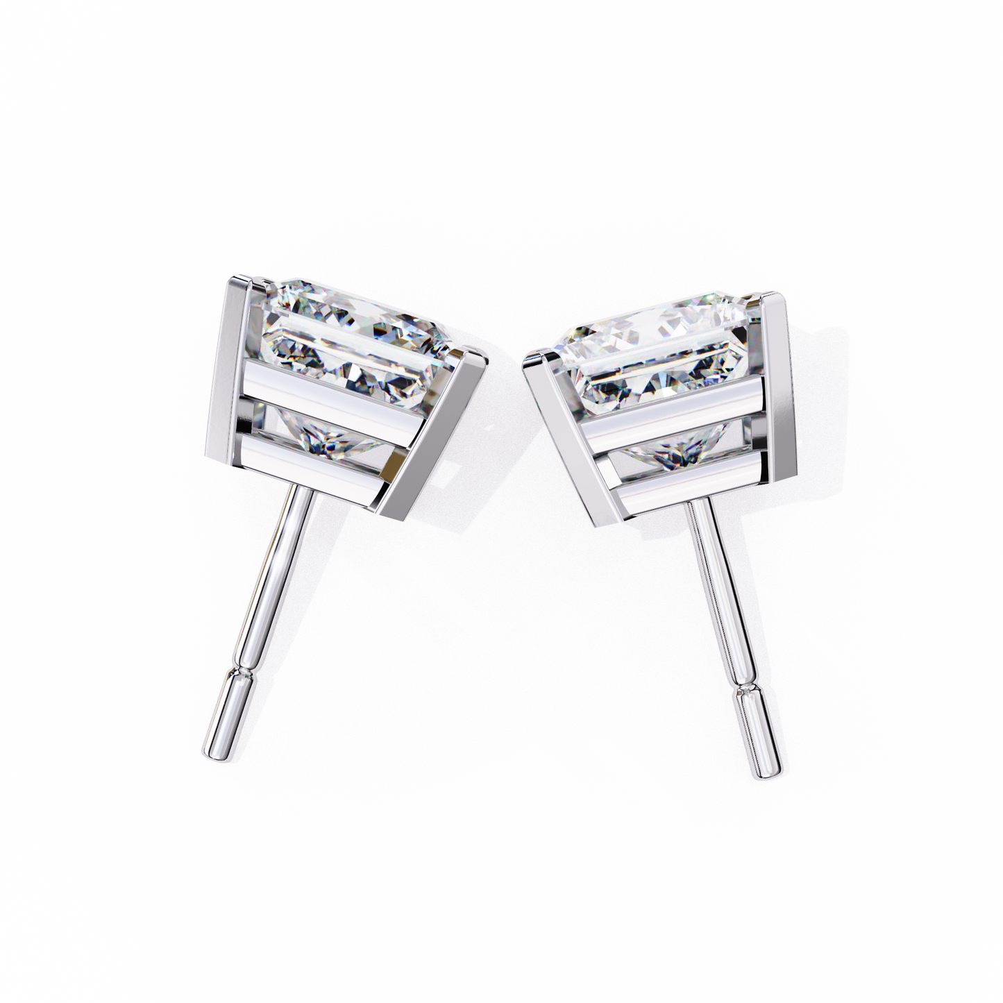 3.00 CT Princess Cut Diamond Stud Earrings